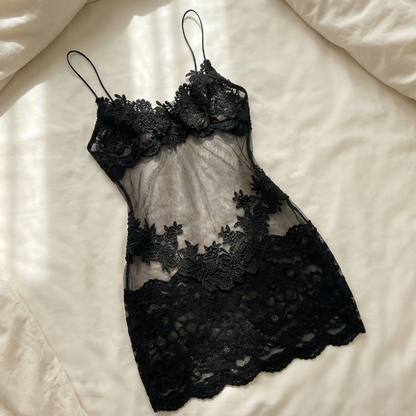 Velaire - Women's Sheer Embroidered Lace Slip Dress