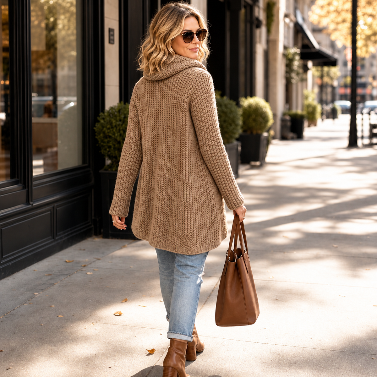 Snugella – Asymmetrischer Wasserfallpulli mit Seitenknöpfen