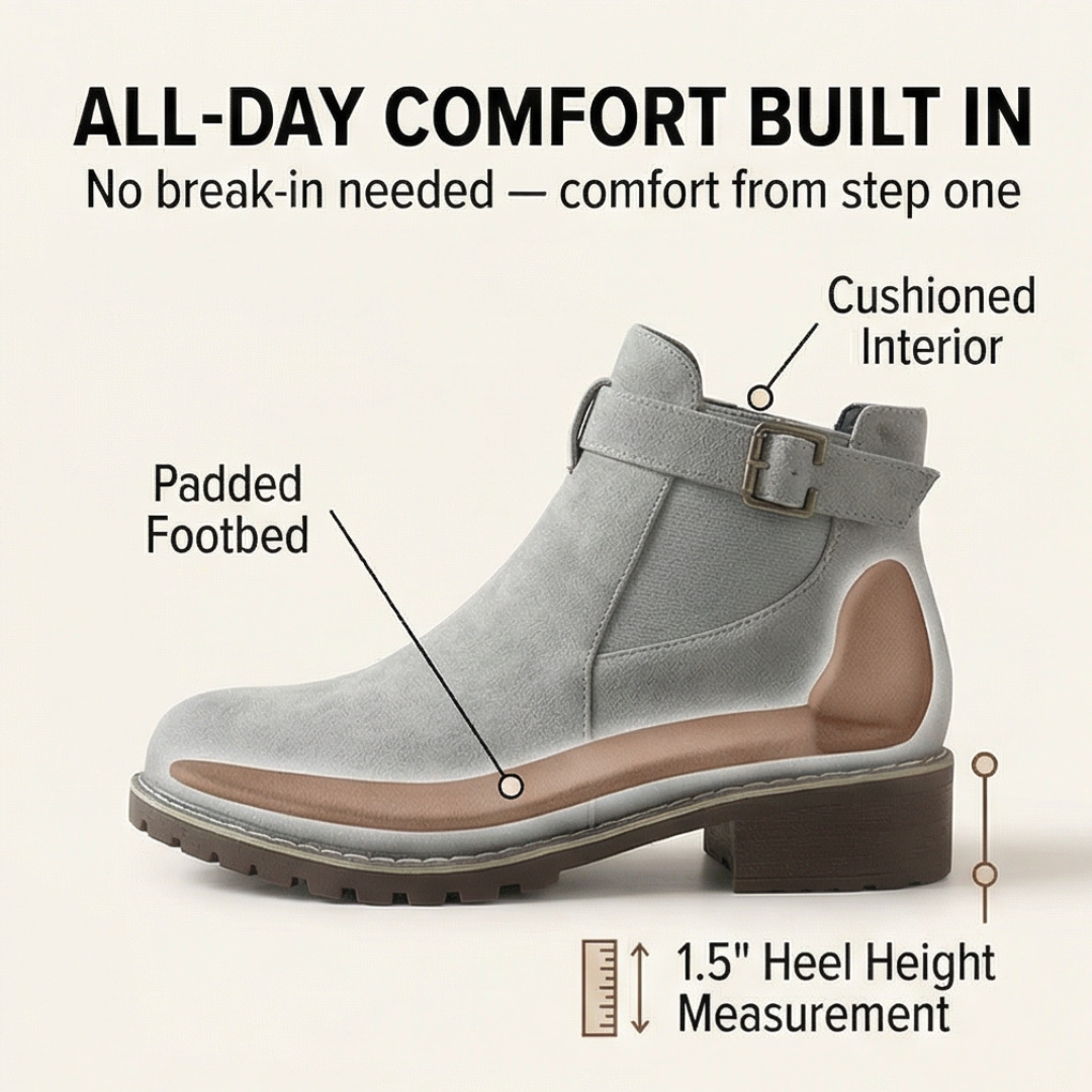 Stridella – Suede Look Buckle Ankle Booties