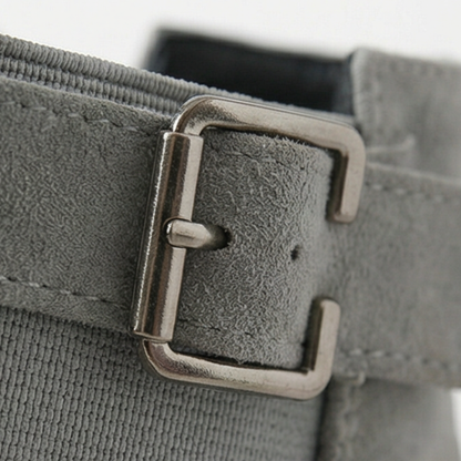 Stridella – Suede Look Buckle Ankle Booties