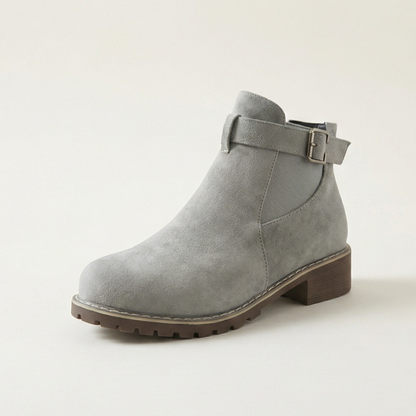 Stridella – Suede Look Buckle Ankle Booties