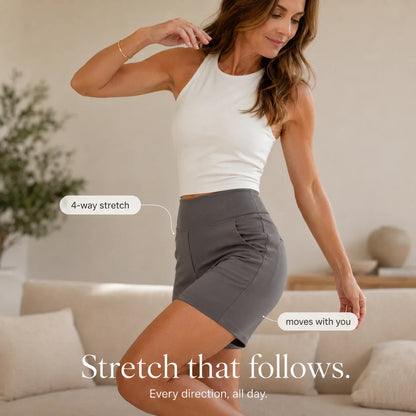 Wearbella – מכנסי ברמודה מחויטים ונמתחים במותן גבוה עם כיסים