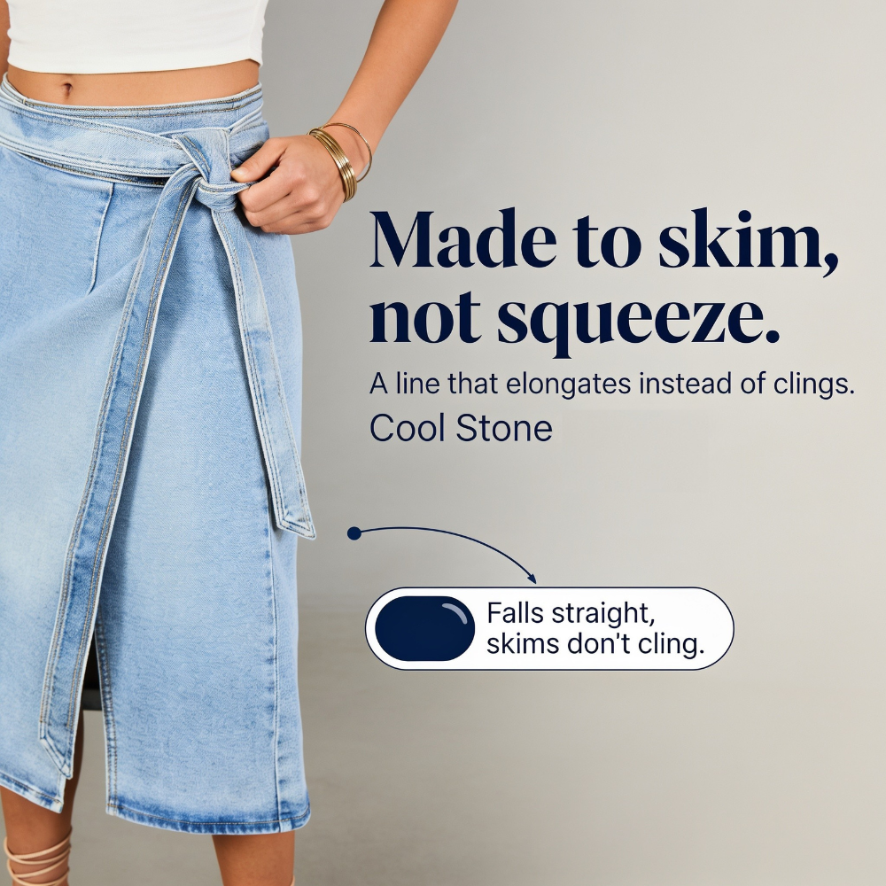 Tielane – Adjustable Tie-Waist Wrap Denim Midi Skirt