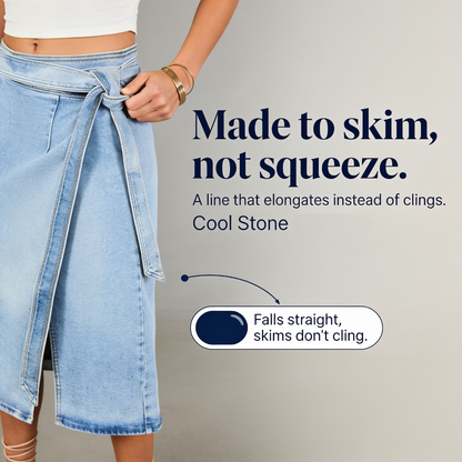 Tielane – Adjustable Tie-Waist Wrap Denim Midi Skirt