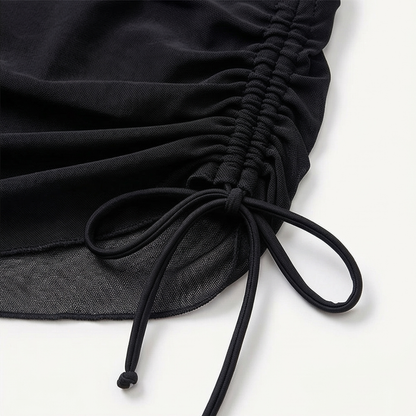 Marella – High Waist Mesh Bikini Set with Ruched Skirt Bottom