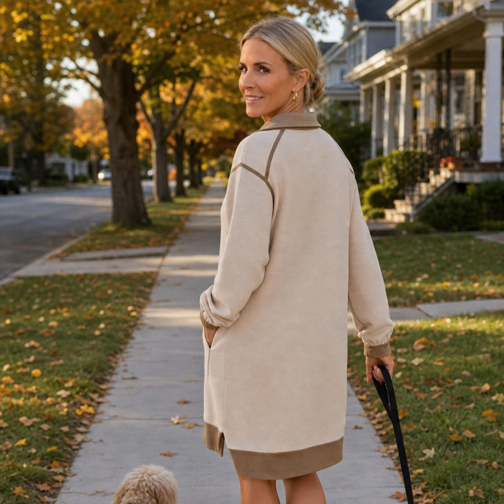 Zipfelt – Robe sweat demi-zip à finitions côtelées