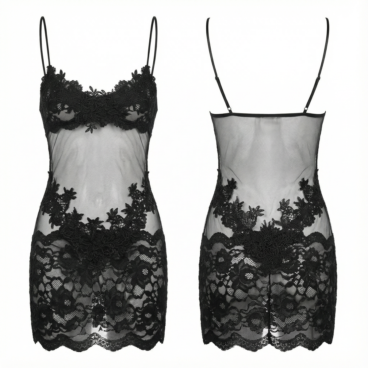 Velaire - Women's Sheer Embroidered Lace Slip Dress