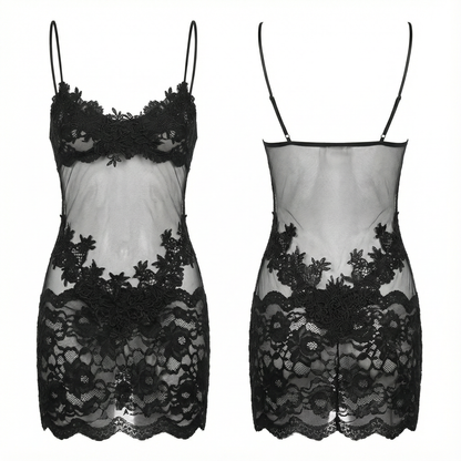Velaire - Women's Sheer Embroidered Lace Slip Dress