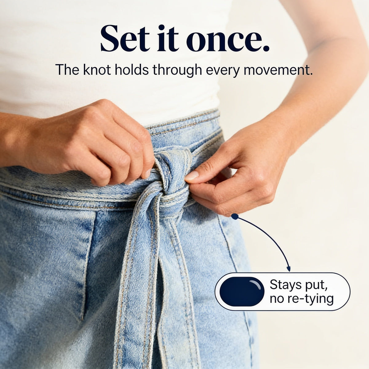 Tielane – Adjustable Tie-Waist Wrap Denim Midi Skirt