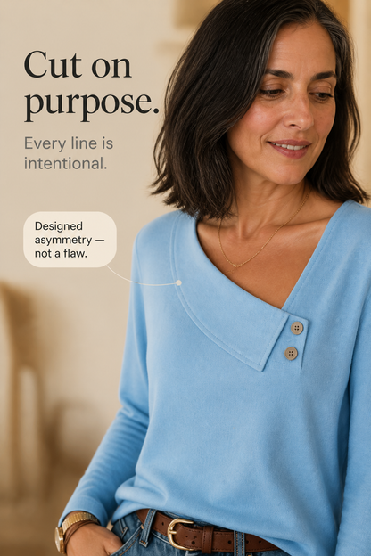 Vivelyn – Asymmetrical V-Neck Draped Top