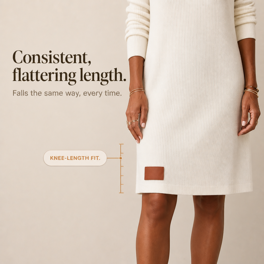 Cowlette – Cowl-Neck Ribbed Knit Sweater Dress