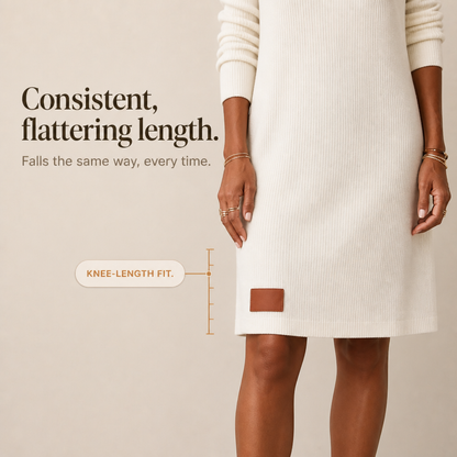 Cowlette – Cowl-Neck Ribbed Knit Sweater Dress