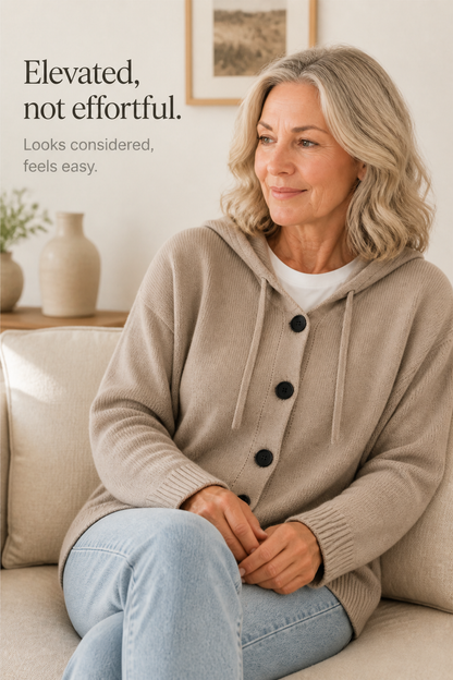 Wearbella – Hooded Ribbed Knit Drawstring Cardigan