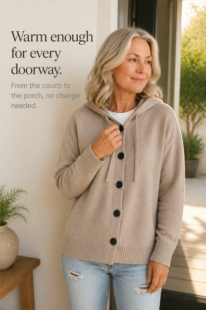 Wearbella – Hooded Ribbed Knit Drawstring Cardigan