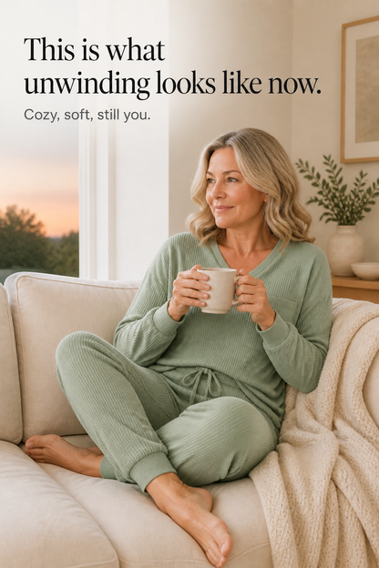 Wafflyn – Waffle-Knit-Look V-Neck Lounge Set