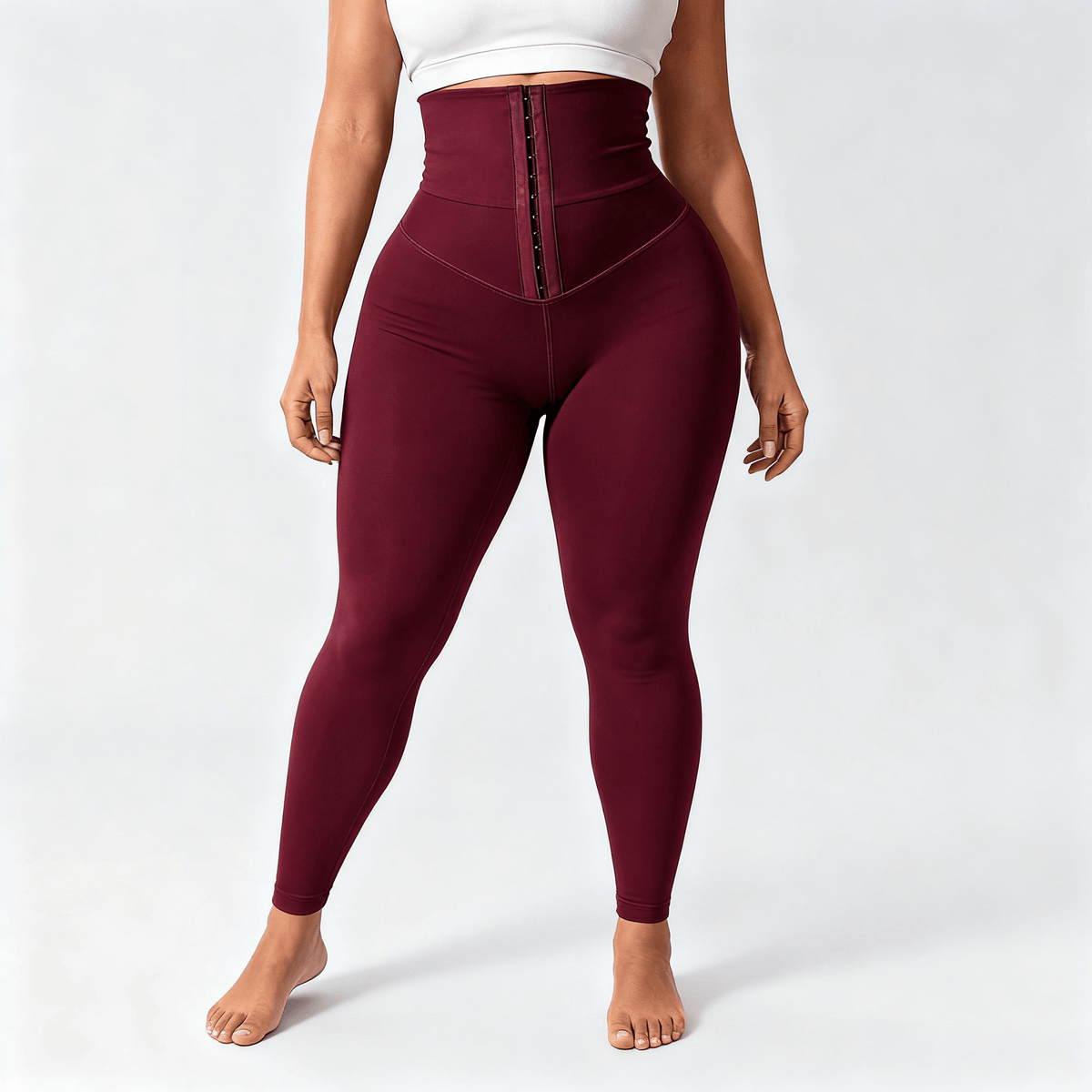 Cinchley – Women's High-Waist Corset Leggings Burgundy / S