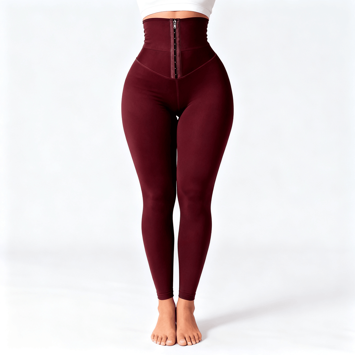 Cinchley – Women's High-Waist Corset Leggings Burgundy