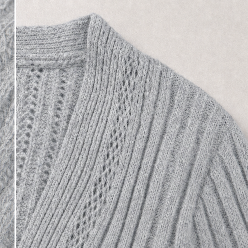 Fallira – Ribbed Open-Front Waterfall Cardigan