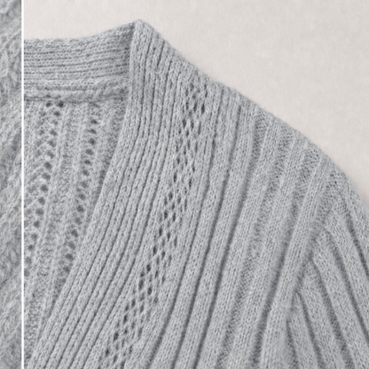 Fallira – Ribbed Open-Front Waterfall Cardigan