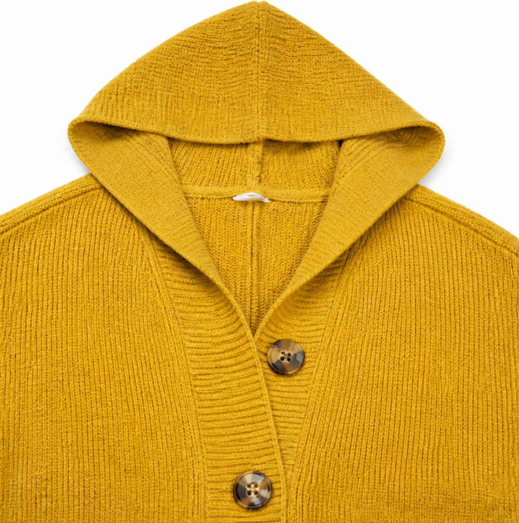 Coziva – Cardigan con cappuccio e bottoni