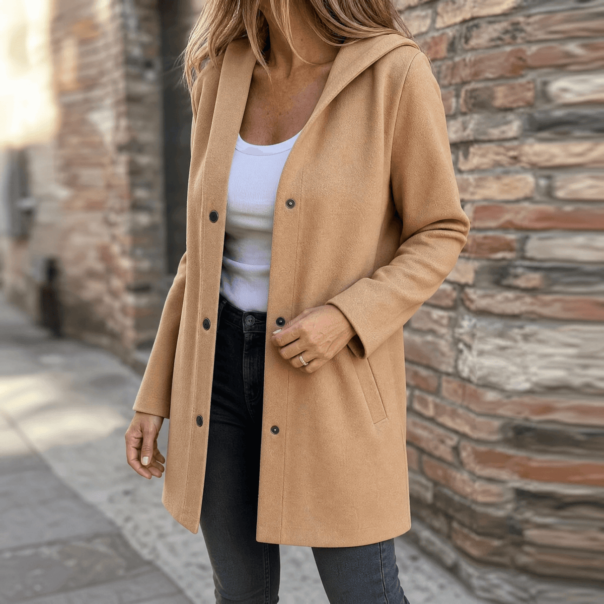 Covara – Everyday Women's Hooded Cardigan Camel / S