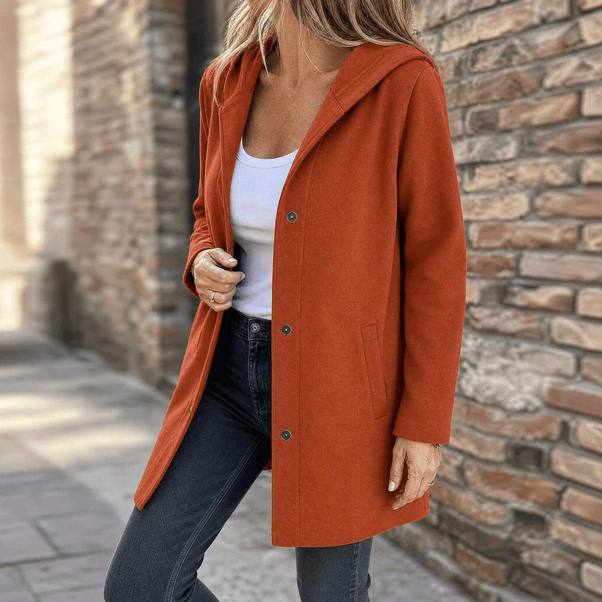 Covara – Everyday Women's Hooded Cardigan Rust / S