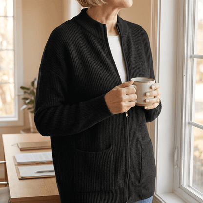 Covena™ – Soft Knit Zip Up Cardigan with Pockets