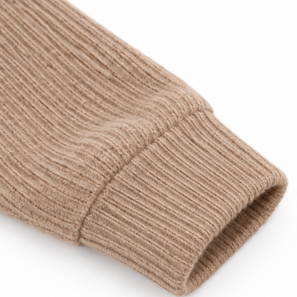 Hoodessa – Ribbed Knit Button-Neck Hoodie Sweater
