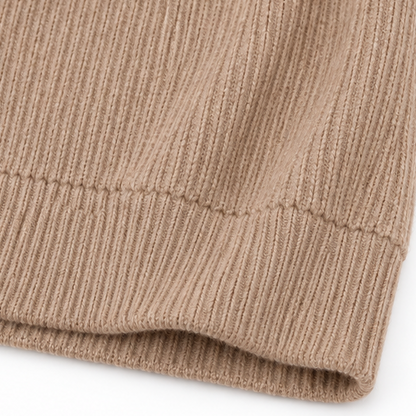 Hoodessa – Ribbed Knit Button-Neck Hoodie Sweater