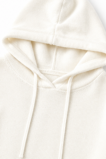 Hushlane – Oversized Drawstring Hooded Knit Sweater