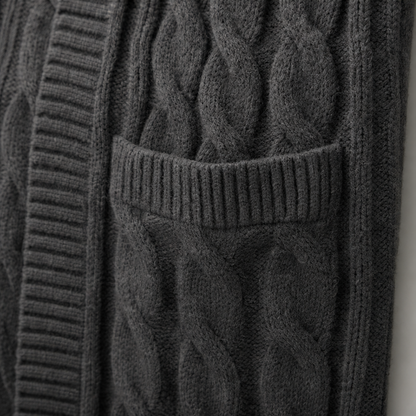 Wrapetta – Hooded Longline Cable-Knit Cardigan