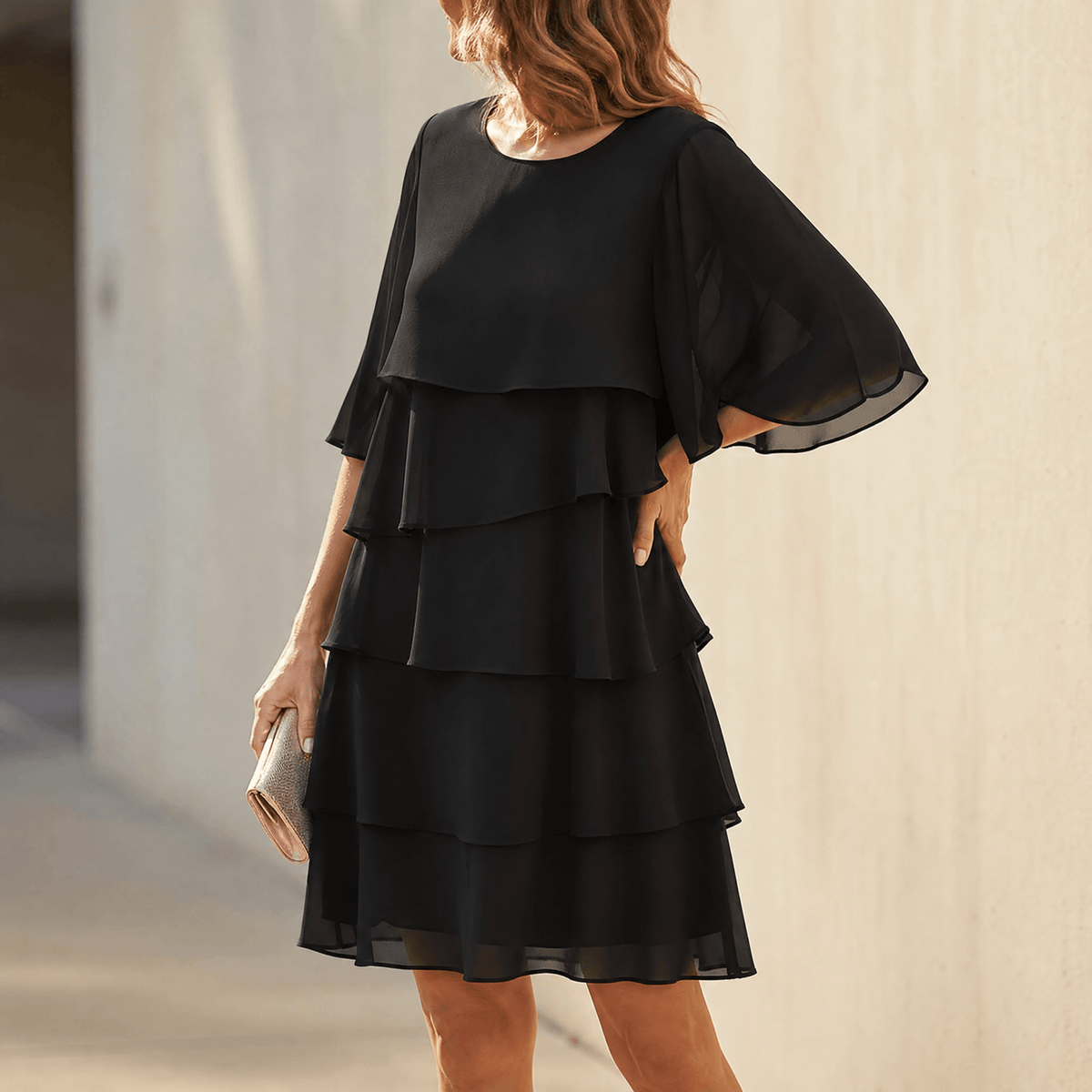 Florelle – Women's Layered Ruffle Dress Black