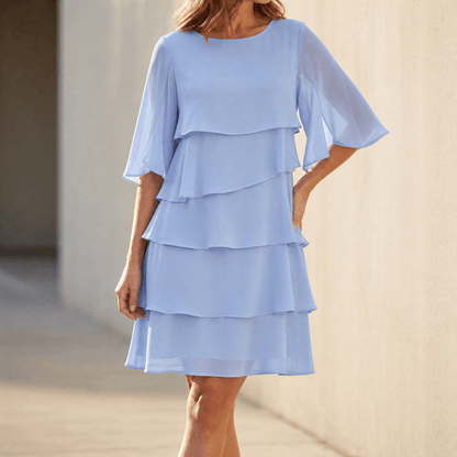 Florelle – Women's Layered Ruffle Dress Light Blue