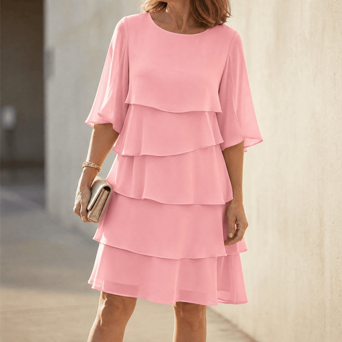 Florelle – Women's Layered Ruffle Dress Pink
