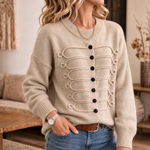 Braidenne – Jersey de punto con cordón trenzado y botones