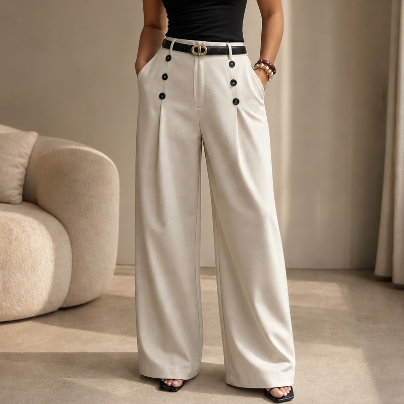 Bellora – Pantaloni palazzo a vita alta con pieghe