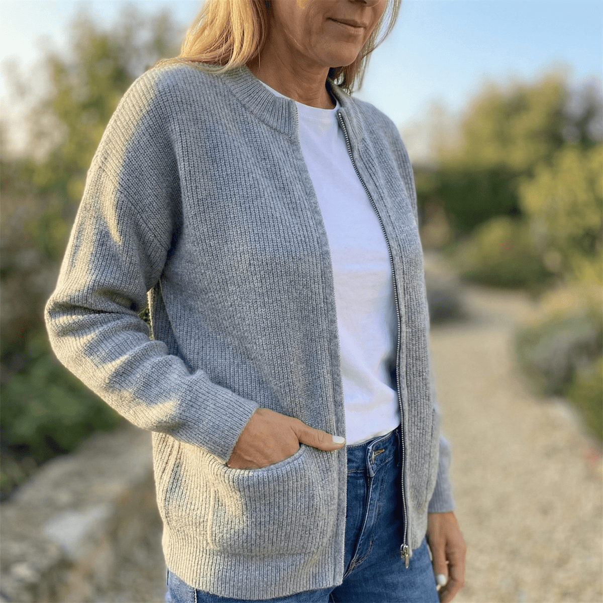 Covena™ – Soft Knit Zip Up Cardigan with Pockets - Lark & Clover
