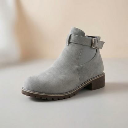 Stridella – Suede Look Buckle Ankle Booties