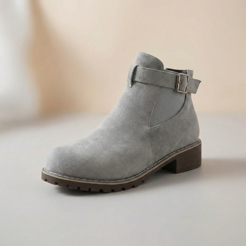 Stridella – Suede Look Buckle Ankle Booties