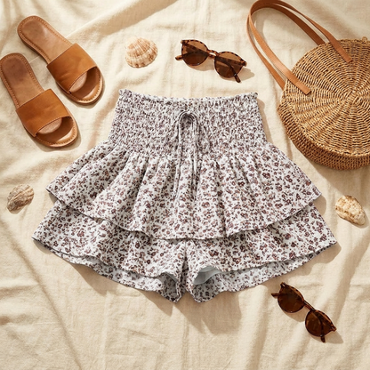Florelle – High-Waist Floral Ruffle Skort