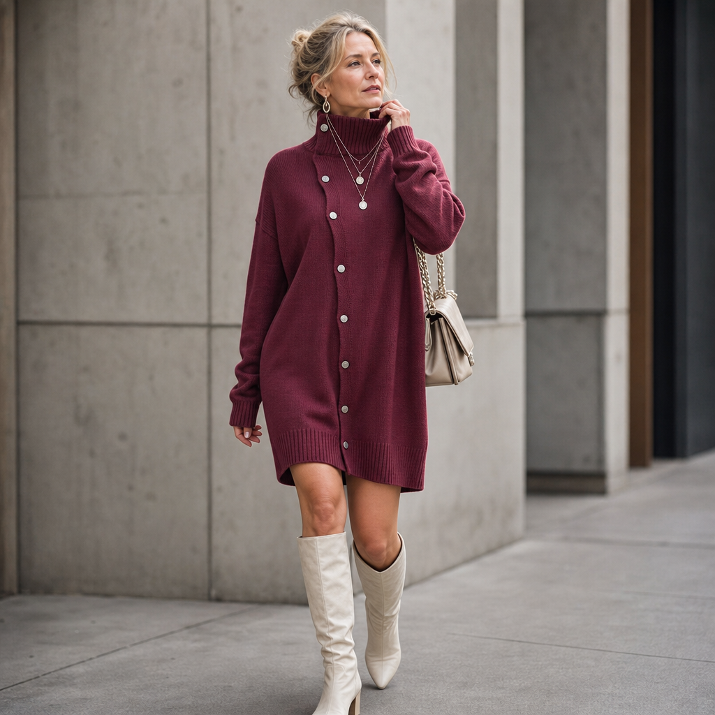 Funnelle – Lång oversize-cardigan med hög krage