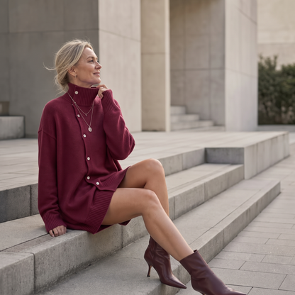 Funnelle – Lång oversize-cardigan med hög krage