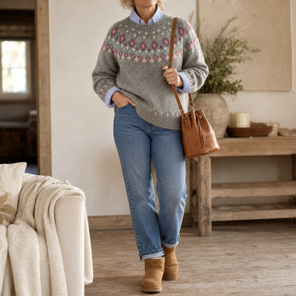 Isleva – Maglione girocollo con sprone Fair Isle