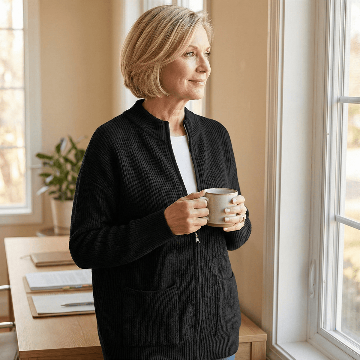 Covena™ – Soft Knit Zip Up Cardigan with Pockets - Lark & Clover