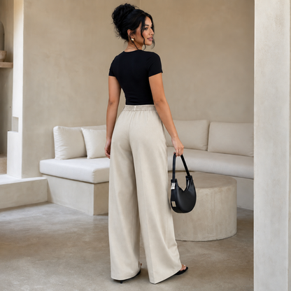 Bellora – Pantaloni palazzo a vita alta con pieghe