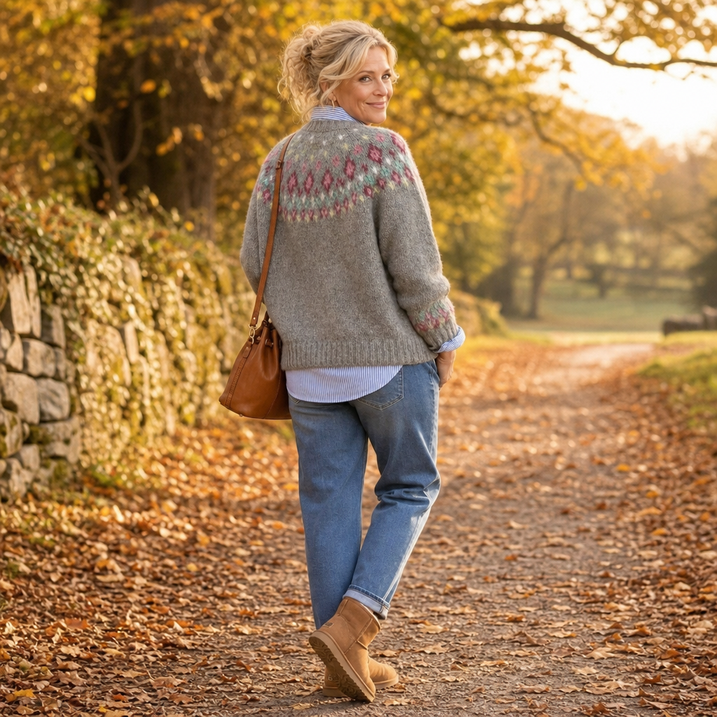 Isleva – Maglione girocollo con sprone Fair Isle