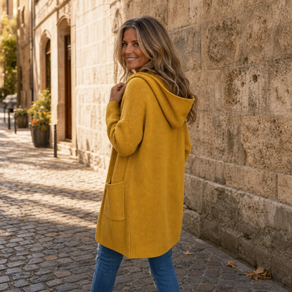 Coziva – Cardigan con cappuccio e bottoni