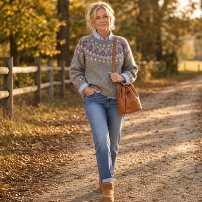 Isleva – Maglione girocollo con sprone Fair Isle