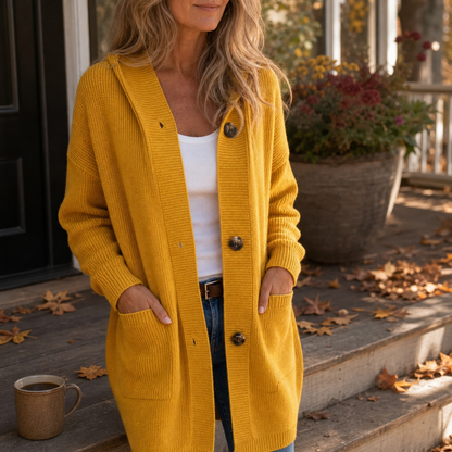 Coziva – Cardigan con cappuccio e bottoni