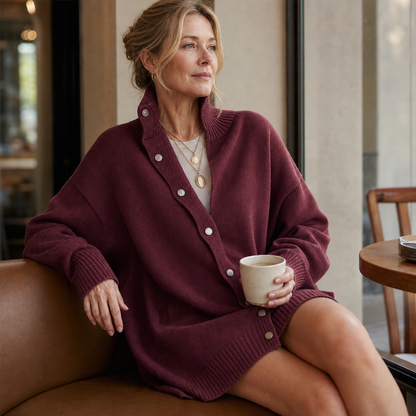 Funnelle – Lång oversize-cardigan med hög krage